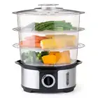 3 Tier Electric Food Steamer – 12L, 1000W with Timer, Egg & Rice Tray Stackable