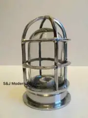 Nautical Ceiling Cage Light Bulkhead Silver Marine Aluminium 2 Pcs