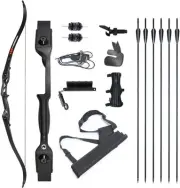 TOPARCHERY 56" Takedown Recurve Bow and Arrow Set Metal Riser Right Hand (50)