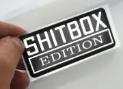 1Pc Urethane SHITBOX EDITION Emblem 3D Badges Decal Sticker (Chrome Black)