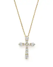 Diamond Cross Pendant Necklace in 14K Yellow Gold, .50 ct. t. w.