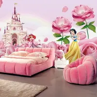 在飛比找樂天市場購物網優惠-可愛卡通城堡白雪公主墻紙兒童房背景墻布女孩房臥室壁紙壁畫壁布