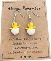 [AMOBESTER] Funny Egg-breaking Duck Earing Cute New-born Duck Animal Earing Easter Dangle Earing for Women, Zinc, No Gemstone