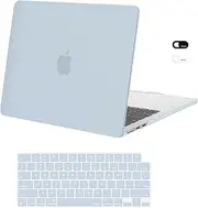 MOSISO Compatible with MacBook Air 13 inch Case 2025 2024-2022 M4 A3240 M3 A3113 M2 A2681 Touch ID, Plastic Hard Shell Cover & Keyboard Skin & Webcam Cover for MacBook Air 13.6 inch Case, Baby Blue