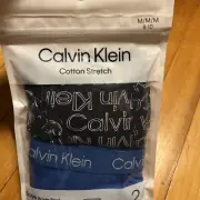 Calvin Klein Boys 2 Pack Cotton Stretch Boxer Briefs MEDIUM 8-10 - Blue CK Logo