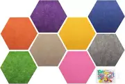 Felt Bulletin Board, Multiple Color Hexagon Felt Pin Board with 50 Pcs Push Pins