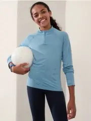 Athleta Girl Power up half zip top- large/12- sodalite blue- nwt