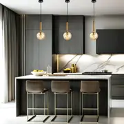 Trattino Pendant Light in Bronze Amber Glass or Black Smoke Glass