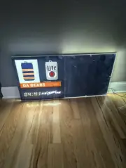 New Miller Lite Beer Chicago Bears LED Lighted Sign Clock Menu Dry Erase Bar