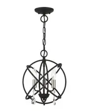 Livex Lighting 3-Light Black Convertible Chandelier Semi Flush