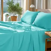 [SONORO KATE] 100% Egyptian Cotton Sheets Set - 1000 High Thread Count, Luxury 5-Star Hotel Sateen Bed Sheets, Soft, Breathable Long Staple Sheets, Fit up to 16" - 4 PC (Seafoam,Queen)