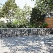 Gabion Basket with Cover 400x100x50 cm Galvanised Iron,Pots & Planters 43.8KG-3295181