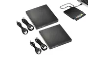2PCS External CD RW Writer Player Protable USB 2.0 Drive for Laptop Notebook PC Desktop Computer-Black