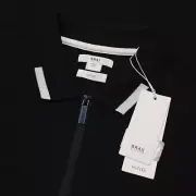 Brax NWT Percy Hi-Flex 1/4 Zip Short Sleeve Polo Shirt Size M Solid Black Cotton