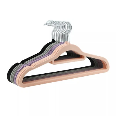 COAT CLOTHES CLOTHING HANGERS VELVET VELOUR NON SLIP FLOCKED TROUSER HANGERS NEW