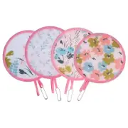 4 Styles Flower Round Foldable Hand Fan Japanese Foldable Fan 4Pcs Flowers