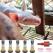 5 PCS Pig Nipple Waterer for Barrel Kit Automatic Pig Waterer System Female 1/2 in, Male 3/4 in Stainless Steel Pig Waterer Drinker Feeder with Water Tank Connectors Pig Water Nipples for Pig Goat
