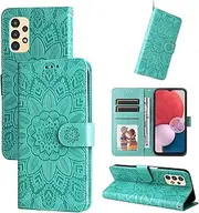 Compatible with Samsung Galaxy A23 5G / A23 4G / M13 4G Cover,Compatible with Samsung Galaxy M23 5G / F23 5G [TPU+PU Leather] Card Slot Flip Kickstand Case Green