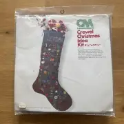 Vintage Columbia-Minerva Crewel 1978 Christmas Stocking Idea Kit 7873 NEW