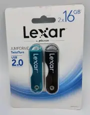 Lexar By Micron USB2.0 TwistTurn Jump Drive 2x16GB NEW