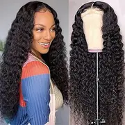 larima 13x4 Deep Wave Lace Front Wig Human Hair HD Transparent Lace Frontal Wigs Human Hair Pre Plucked with Baby Hair Deep Curly Wig for Black Women 180% Density Natural Hairline (20inch)