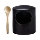 Maxwell & Williams Epicurious 12cm Porcelain Salt Pig Tableware w/ Spoon Black
