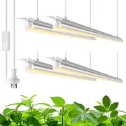 Barrina T8 3FT Plant Lights, Yellow Full Spectrum Grow Light, 120W(4 x 30W), V-Shape Growing Lamp Fixture, Grow Light Bulb for Indoor Plants, Greenhouse, Linkable Design, 4 Packs