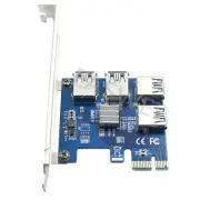 PCI-E 1PC Expansion Kit 1 To 4 Port Switch Multiplier Hub Riser Card USB 3.0 New