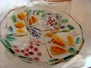 NEW Mikasa Garden Harvest Chip and Dip Tray With Chip Bowl Glass Germany-Heavy