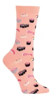 Hotsox Womens Sushi Socks, Blush, 1 Pair, Womens Shoe 4-10
