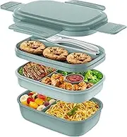 HOMETALL Bento Box Adult Lunch Box,3 Stackable Bento Lunch Containers for Adults, Modern Minimalist Design Bento Box with Utensil Set, Leak-Proof Lunchbox Bento Box for Dining Out, Work, Picnic