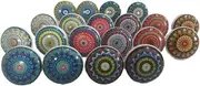 JGARTS 20 Mix Colorful Rare Vinatge Look Mixed Round Flower Shape Ceramic Pottery Door knobs Cabinet Handle Cupboard Pulls Drawer Puller knob