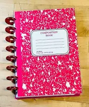 Bright Pink Composition Book Cover Set 4 use w/ TUL/Arc (8 disc) Planner-
