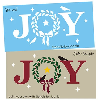 Joy Stencil Holly Wreath Bow Berry Prim Crows Christmas Stars Holiday DIY Signs