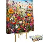 Classic Framed Paint by Numbers Wildflower Canvas - Adult-Friendly Execution