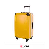 【CROWN 皇冠】24吋 十字鋁框登機箱 行李箱(多色任選/TSA海關鎖)- 新黃色