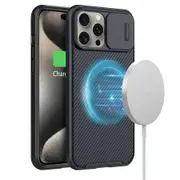For SupRShield For Apple iPhone 15 Case [Support Magsafe Charger] CamShield With Camera Protection Magnetic Shockproof Cover (Black)