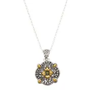 18k Yellow Gold And Sterling Silver Byzantine Necklace, 18"