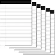 PINJINGPRO Legal Pads 8.5 x 11.75 Wide Ruled White Note Pads, 30 Sheets Double-Sided Printing Perforated Writing Pads 6 Pack, with Sturdy Back for Work Records, Study Notes or Creative Writing