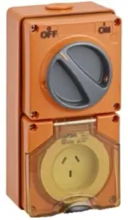 Clipsal 56-SERIES SWITCHED SOCKET 2-Pole 10A 3-Pin Flat, Surface Mount ORANGE