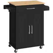 Kitchen Island on Wheels with Storage Cabinet, Rolling Kitchen Cart with Bamboo