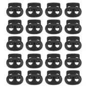 0.8x0.9" Cord Locks, 100 Pack Double Hole Spring End Toggle Stopper, Black