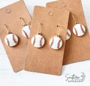 Baseball Dangle Earrings 18 Carat Gold Plated Clasp Hook One Pair