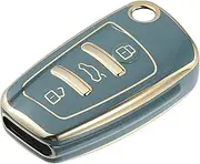 X AUTOHAUX Car Key Fob Cover 3 Button Remote Key Fob Case TPU Button Full Protector Cover Gray for Audi Q3 2015-2020 for Audi A1 A3 Q7 TT