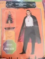 GUC Reversible adult size black red nylon vampire cape gothic Halloween cosplay