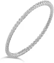 [Claddagh Gold] Dainty 10k White Gold Stackable Thin Rope Ring (Size 9)