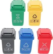 Zerodeko Mini Curbside Vehicle Garbage Bin Trashcan 5Pcs Mini Trash Can Toy, Miniature Garbage Can Model Simulation Curbside Waste Bin Dollhouse Mini Recycle Bin Sorting Garbage Can Toy Learning Gifts for Kids Toddlers