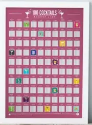 Gift Republic 100 Cocktails Bucket List Scratch Off Poster Purple