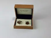 Mens Roundtree and York Brown Basket Weave Oval Cufflinks NEW
