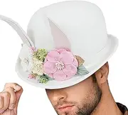 [Generic] Bunny Ears Beanie Hat - Bunny Ears Show Hat With Flowers,Carnival Headwear, Stylish Halloween Costumes, Role Play Accessories For Photography Props
